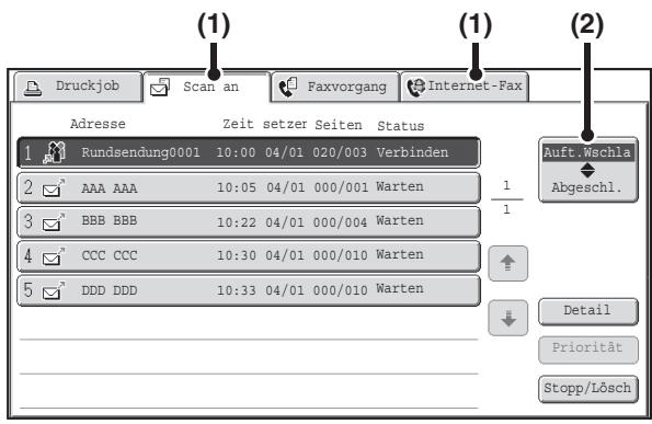 SHARP MX-2614N/3114N - Berühren Sie die Taste [AUFTRAGSSTATUS] ( ) . - 1