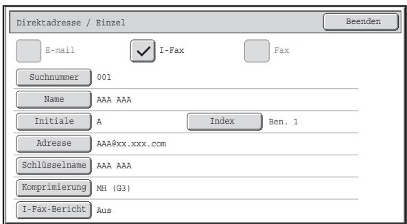 SHARP MX-2614N/3114N - Internet-Fax-Adressen-Registrarungsbildschirm - 1