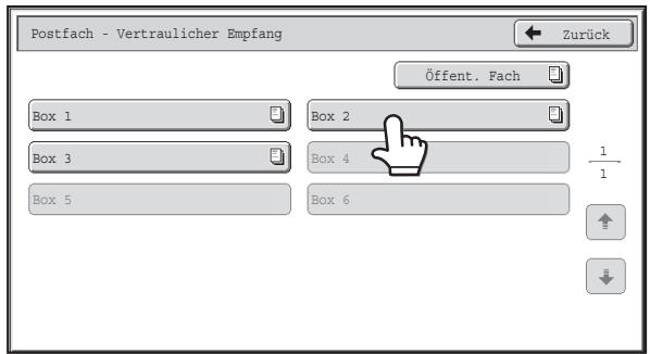 SHARP MX-2614N/3114N - Berühren Sie die Taste des Postfachs mit dem vertraulichen Fax. - 1