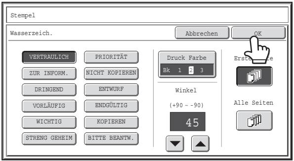 SHARP MX-2614N/3114N - Berühren Sie zum Einstellen des Wasserzeichenwinkels die Tasten - 2