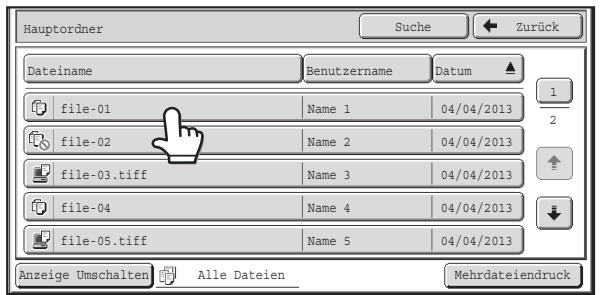 SHARP MX-2614N/3114N - Berühren Sie die Taste des Ordners, der die gewünschte Datei enthalt. - 1