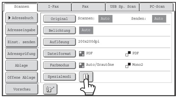 SHARP MX-2614N/3114N - Überprüfen, welche Spezialmodi gewählt sind - 1