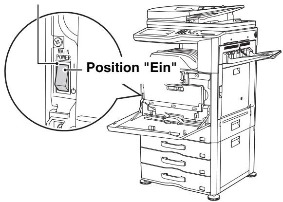 SHARP MX-2614N/3114N - SICHERSTellen, DASS DER HAUPTSTROMSCHALTER IN DIE POSITION "EIN" GESCHALTET IST - 3