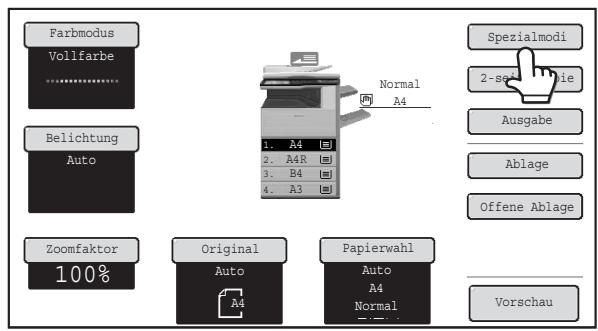 SHARP MX-2614N/3114N - Spezialmodi-MENU (1. Bildschirm) - 1