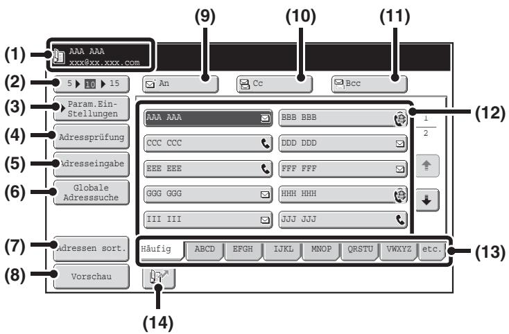 SHARP MX-2614N/3114N - ADRESSBUCHBILDSCHIRM - 1