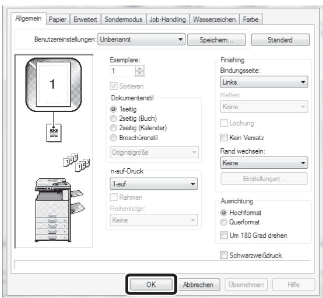 SHARP MX-2614N/3114N - Klichen Sie auf die Schaltfläche [Druckeinstellungen] der Registerkarte [Allgemein]. - 1