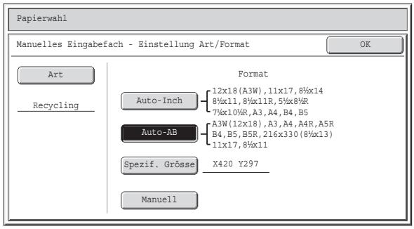 SHARP MX-2614N/3114N - Wahlen Sie den im manuellen Einzug verwendeten Papiertype. - 1