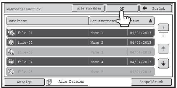 SHARP MX-2614N/3114N - Wahlen Sie die Tasten der Dateien, die Sie drucken möchten. - 1