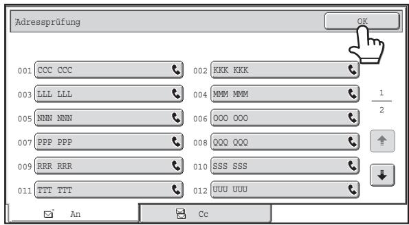 SHARP MX-2614N/3114N - Berühren Sie die Taste [Adressprüfung]. - 1