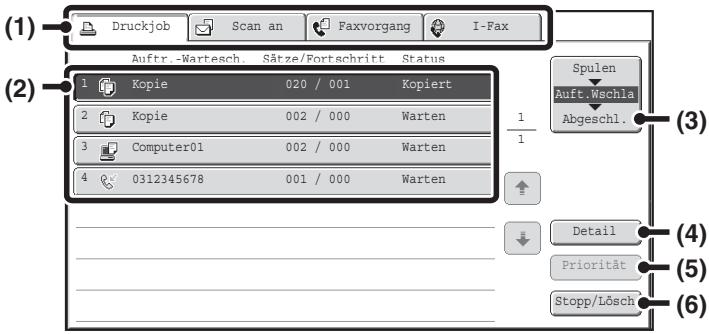 SHARP MX-2614N/3114N - BILDSCHIRM FÜR AUFTRAGSWARTESCHLANGEN UND ABGESCHLOSSENE AUFTRÄGE - 1