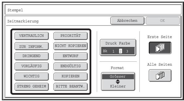 SHARP MX-2614N/3114N - BeruHren Sie die Taste [Zeitmarkier.] am Stempel-Auswahnbildschirm. - 1