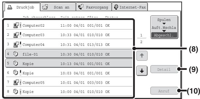 SHARP MX-2614N/3114N - Auftragsliste (Auftragswarteschlangenbildschirm) - 1