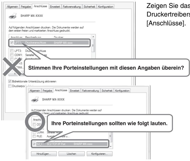 SHARP MX-2614N/3114N - Prüfen der Porteinstellungen im Druckertreiber - 1