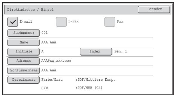 SHARP MX-2614N/3114N - E-Mail-Adressen-Registrierungsbildschirm - 1