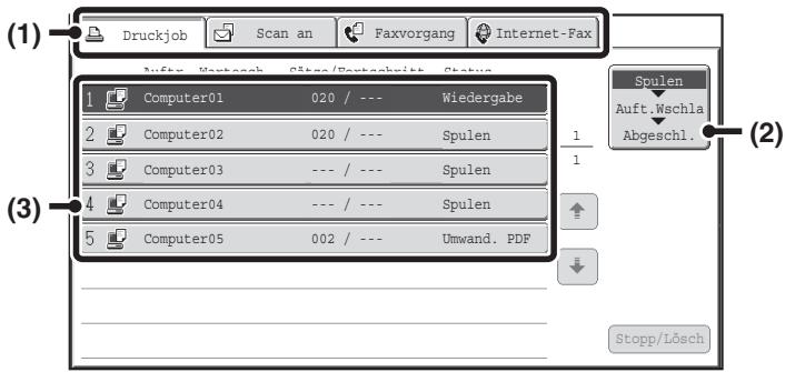 SHARP MX-2614N/3114N - SPOOL-ANZEIGE / AUFTRAGSWARTESCHLANGE-ANZEIGE / ANZEIGE ABGESCHLOSSENE AUFTRÄGE - 1