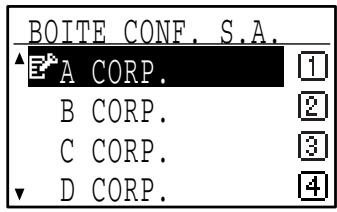 SHARP MX-FX10 - Sélectionnez le nom de la boîte confidentielle de code F à l'aide de la touche [▼] ou [▲]. - 2