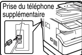 SHARP MX-FX10 - Insérez l'extrémité du cordon du téléphone supplémentaire dans la prise du téléphone supplémentaire sur le côte gauche de l'appareil. - 1