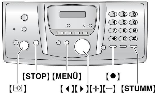 [STOP] [MENÜ] [●] [◀] [▶] [+] [−] [STUMM]