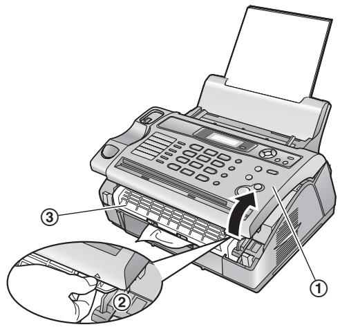 PANASONIC KXFL401E - When the recording paper has jammed near the recording paper exit - 1