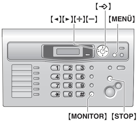 [◀][▶][+][-] [MENÜ] 1 2 3 4 5 6 7 8 9 * 0 # [MONITOR] [STOP]