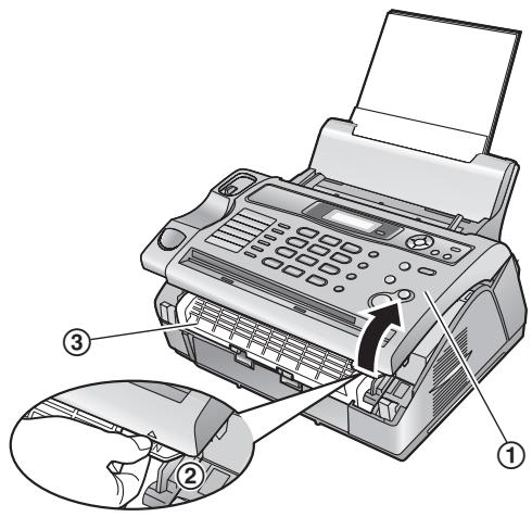 PANASONIC KXFL401G - Wenn sich das Aufzeichnungspapier an der Trommel- und Tonereinheit staut - 1