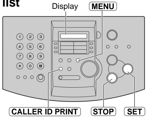 PANASONIC KXFL501E - Printing and erasing the Caller ID list - 1