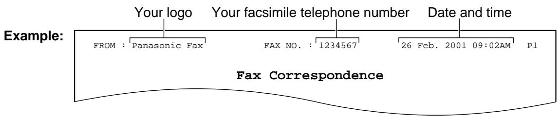 PANASONIC KXFL501E - Date and time, your logo and facsimile telephone number - 1