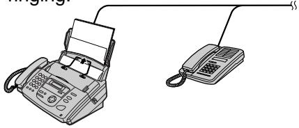 Diagram showing a printer and a telephone with labeled parts, likely illustrating a communication or data transfer system.