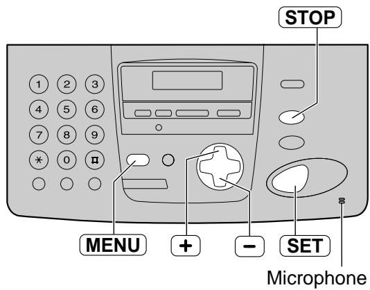 STOP MENU + - SET Microphone