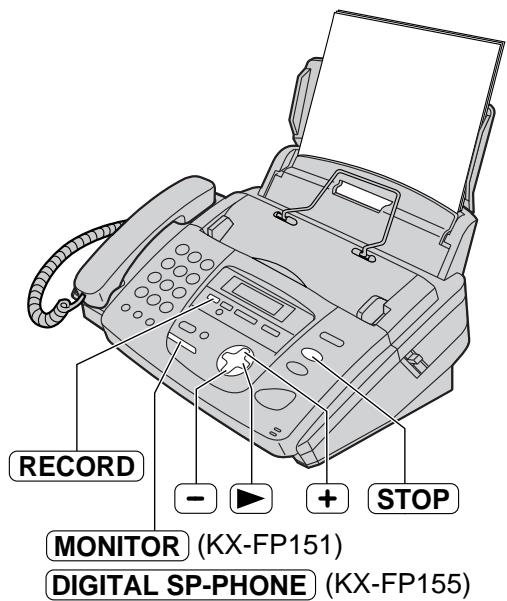 RECORD - ▶ + STOP MONITOR (KX-FP151) DIGITAL SP-PHONE (KX-FP155)