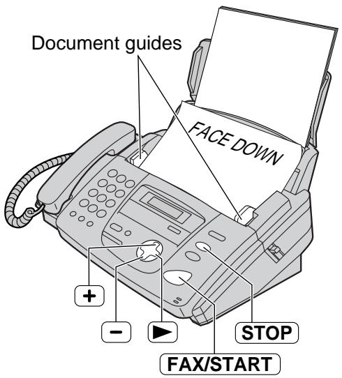 Document guides FACE DOWN + - - ▶ STOP FAX/START