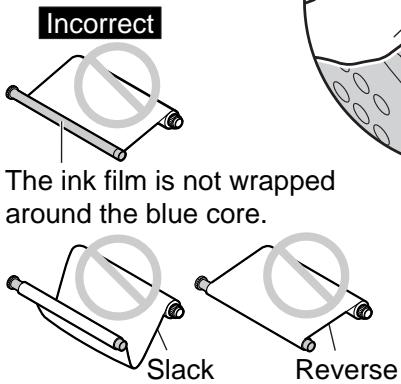 Incorrect The ink film is not wrapped around the blue core. Slack Reverse