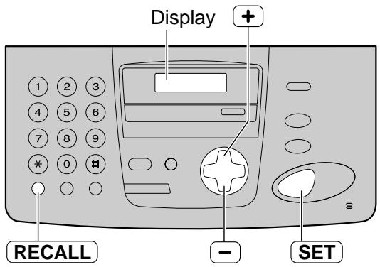 Display 1 2 3 4 5 6 7 8 9 * 0 RECALL - SET