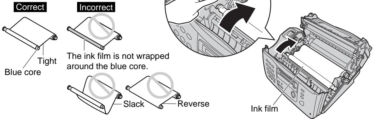 Correct Tight Blue core Incorrect The ink film is not wrapped around the blue core. Slack Reverse Ink film