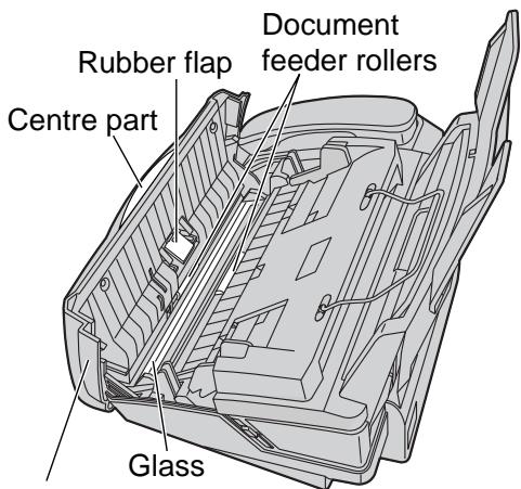 Rubber flap Centre part Document feeder rollers Glass