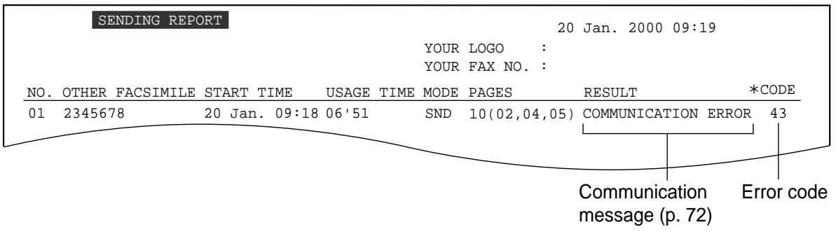 PANASONIC KXFP181E - Sending report - 1
