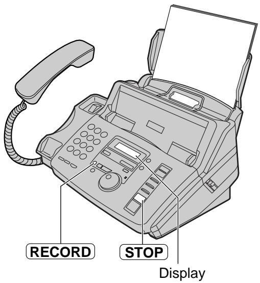 PANASONIC KXFP181E - To stop recording, press STOP or replace the handset. - 1