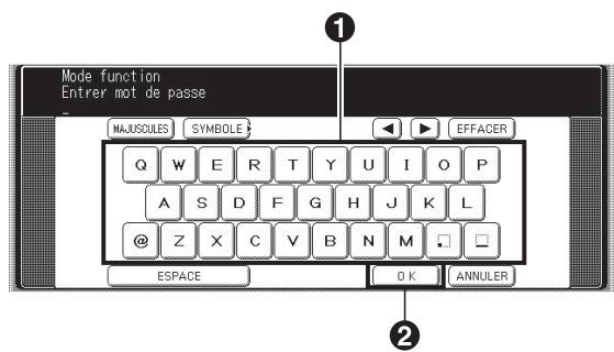 Mode function Entrer mot de passe MAJUSCULES SYMBOL OFFACER Q W E R T Y U I O P A S D F G H J K L @ Z X C V B N M □ ESPACE 0 K ANNULER