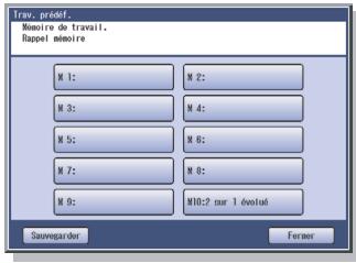 PANASONIC DP-C322 - Quand "Trav. prédéf." est sélectionné. - 1