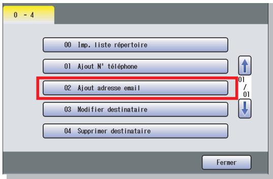 PANASONIC DP-C322 - Sélectionnez "02. Ajout adresse email". - 1