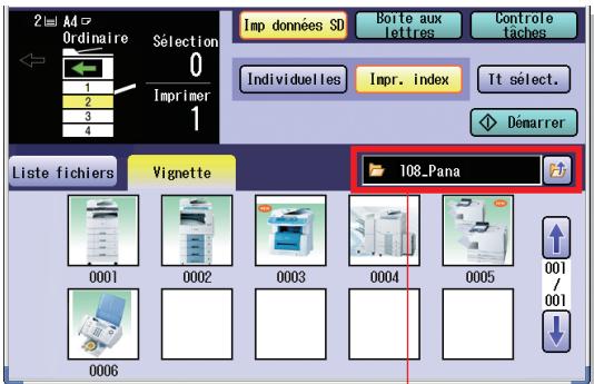 PANASONIC DP-C323 - Les données de la carte mémoire SD et le nom du dossier de sauvégarde des données s'affichent automatiquement. - 1