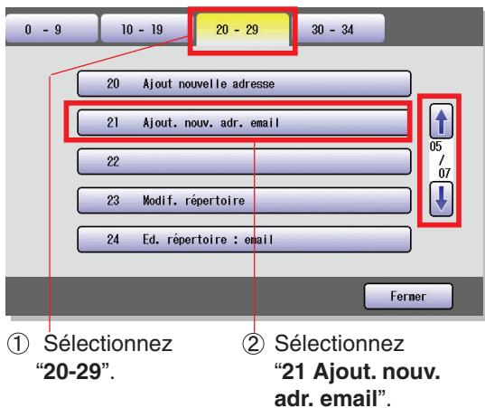 PANASONIC DP-C323 - Sélectionnez "21 Ajout. nouvel. adr. email". - 1