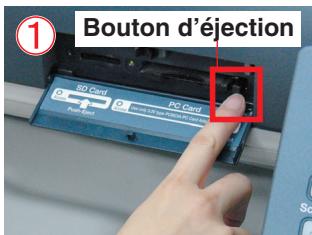 PANASONIC DP-C323 - Une fois que l'impression est terminée, retirez la carte mémoire SD ou l'adaptateur de carte PCMCIA/PC de la fente de carte. - 2