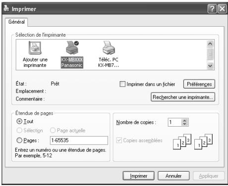 PANASONIC KX-MB771FR - Impression à partir des applications de Windows - 1