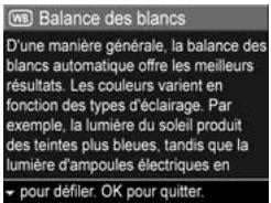 HP PHOTOSMART M417 - Aide pour les options de menu - 1