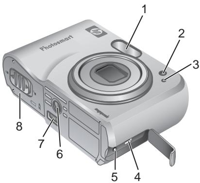 HP PHOTOSMART M527 - Avant, côté et dessous de l'appareil photo - 1