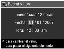HP PHOTOSMART M547 - Ajuste de la Fecha y la hora - 1