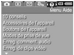 HP PHOTOSMART R507 - Menus de l'appareil photo - 5