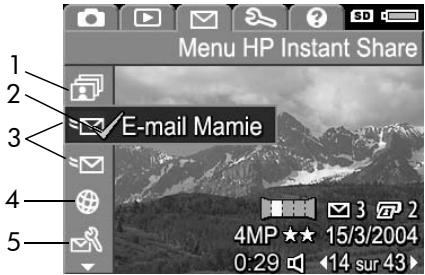 HP PHOTOSMART R607 - Utilisation du menu HP Instant Share - 1
