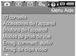 HP PHOTOSMART R607 - Menu de l'appareil photo - 5
